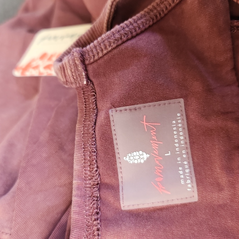 New Free People FP Movement Hot Shot Logo Onesie Mocha Combo Overalls Jumpsuit L - Picture 14 of 16